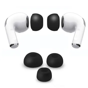 

6pc Soft Silicone Replacement Ear Tips Buds For Apple Airpods Pro Headphones Black S/M/L Memory Foam