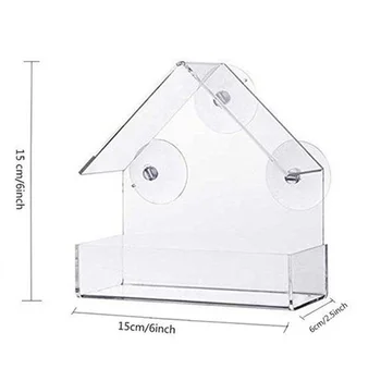 

Outdoor Plastic Clear Window Viewing Bird Feeder Seed Peanut Hanging Suction Alimentador For Viewing How Birds Eating Food