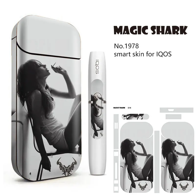 Чехол Magic Shark для IQOS черный белый ПВХ наклейки 2 4 Plus электронная сигарета горячая