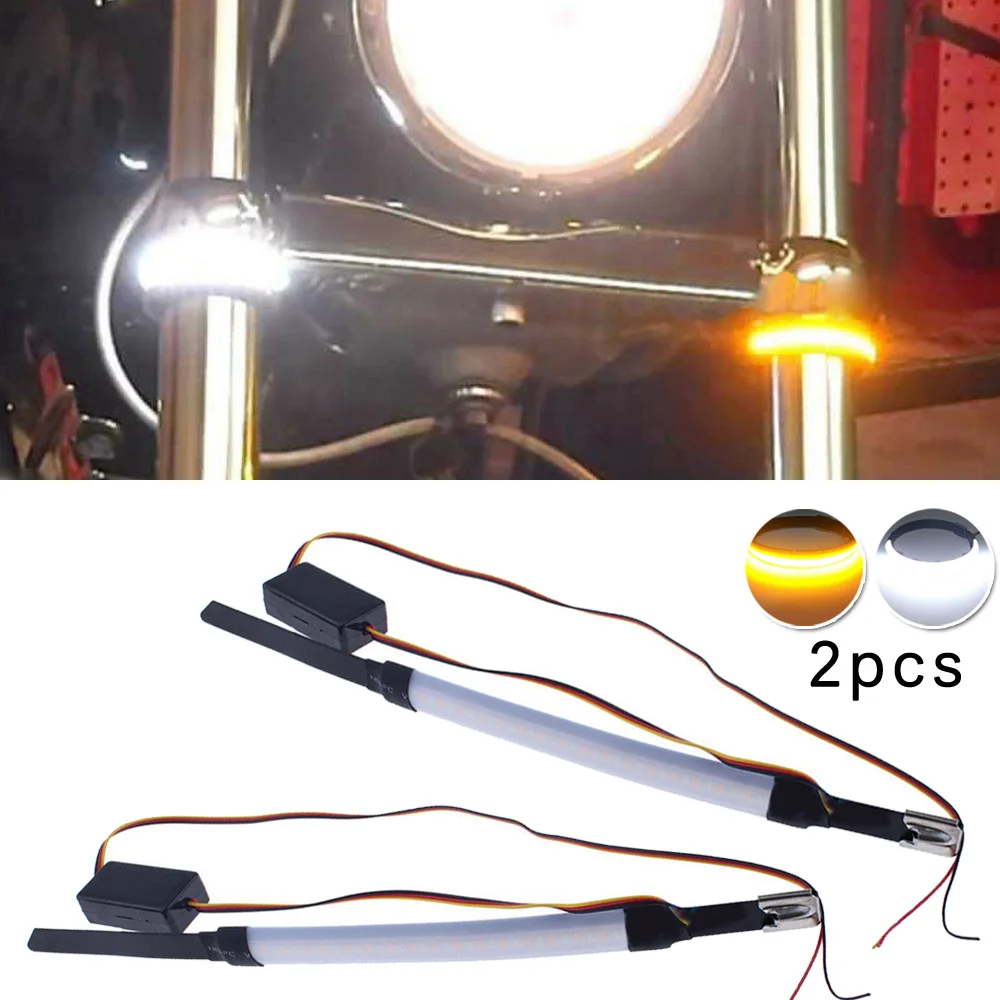 

2 PCS Motorcycle LED Fork Turn Signal DRL Light For Sportbike Cruiser Blinker US