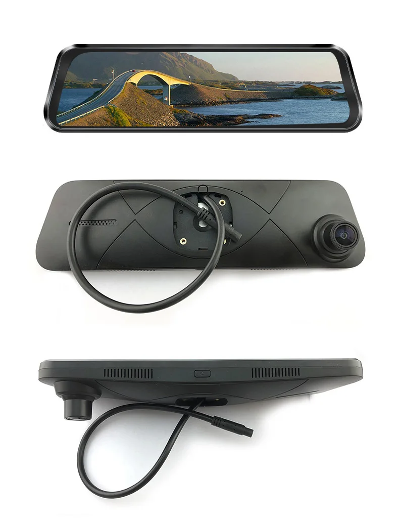 안시롱 9.66인치 풀 터치 스크린 디스플레이 차량용 스트리밍 미디어 후방 카메라 DVR 모니터 FHD 4K + 1080P 특수 브래킷 포함 Wifi 지원