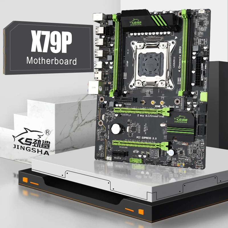 JINGSHA Placa Base X79P M ATX LGA 2011 V1V2 Enchufe De Cuatro Canales 