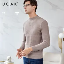 UCAK бренд мериносовой шерстяной мужской свитер уличная Slim Fit Pull Homme Осень Зима Водолазка свитера кашемировый пуловер для мужчин U3046