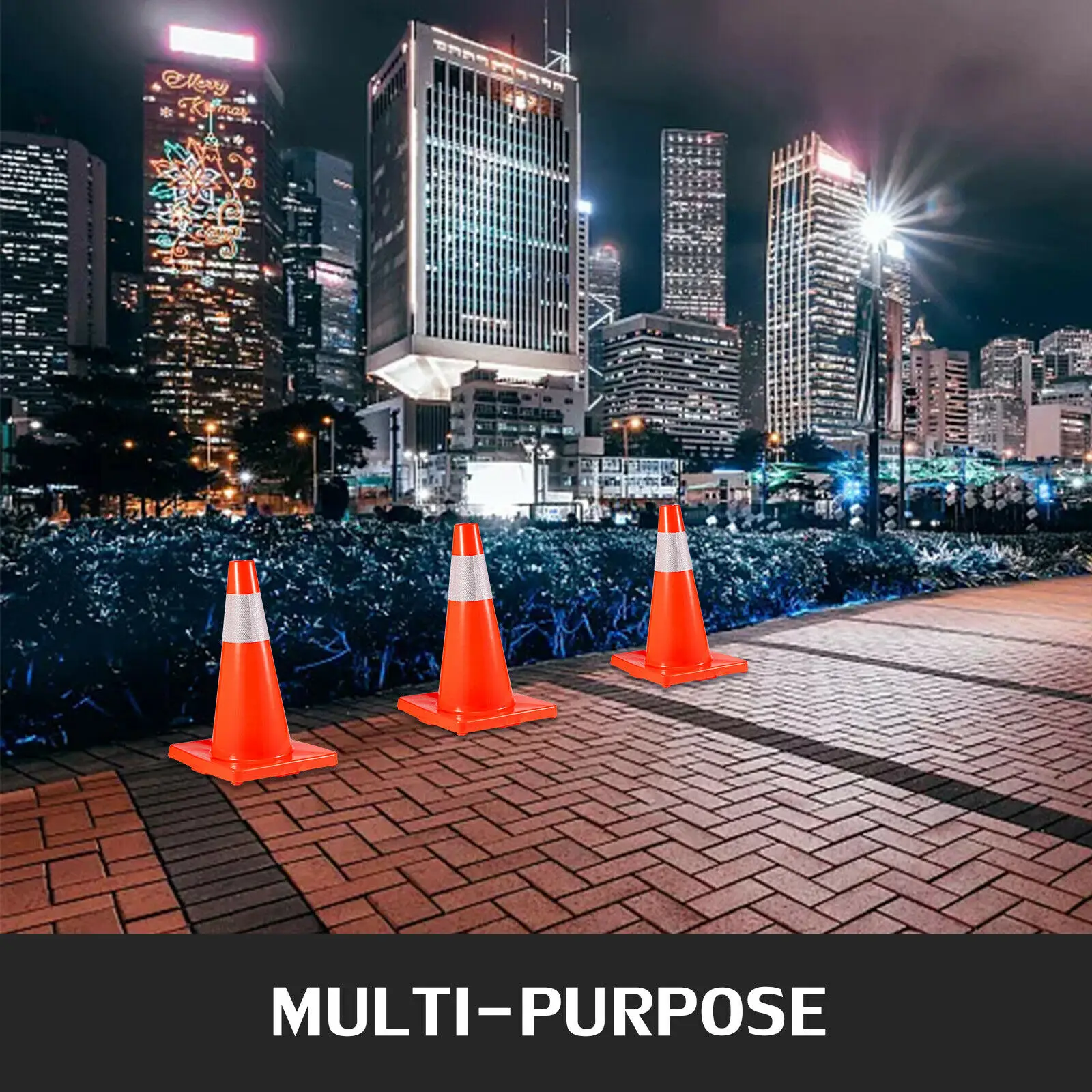 VEVOR PVC 18 28 36 Inch Traffic Safety Parking Cones Reflective Collars Higher Warning for Traffic Control Construction Sites