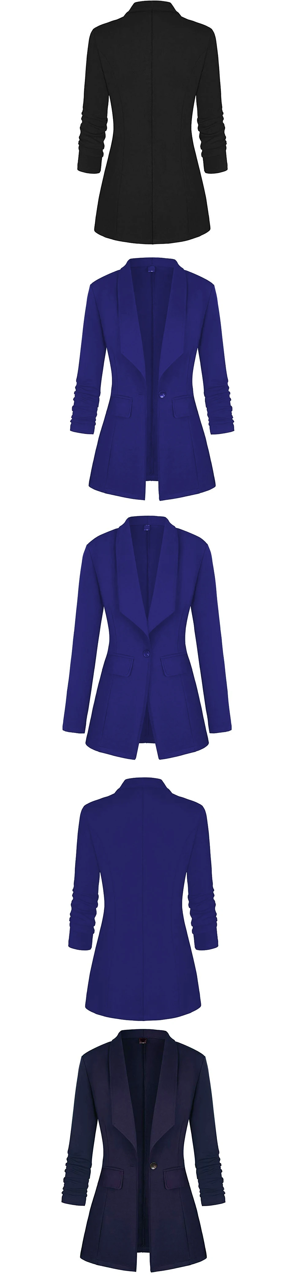 CINESSD, Женский Повседневный Блейзер, темно-синий однотонный Кардиган с длинным рукавом на пуговицах, хлопок, офисный женский черный Рабочий костюм, блейзер, куртки