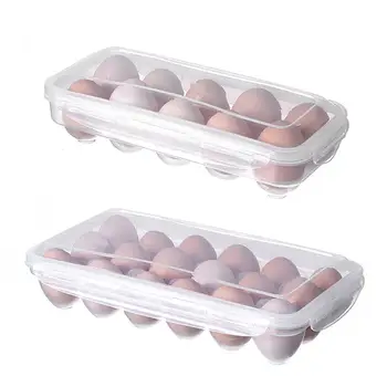 

Plastic Egg Box Kitchen Egg Storage Box 18 Grid Eggs Holder Stackable Freezer Storage Organizers Egg Storage Container