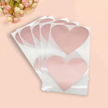 

100Pcs Scratch Off Stickers DIY Rose Gold Heart Scratch Card Postcard Scratch Coating Color Games Stickers Decor 70x80mm