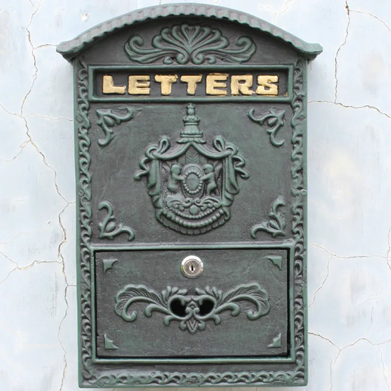

Handcraft Wood Outdoor Mailbox Gardening Cast Iron Crafts Wall-Mounted Noble Mail Box Mailbox Decorations mailing box inbox