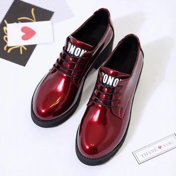 

2020 spring women's shoes PU bright leather flat shoes lace-up comfortable shoes women flat casual shoes women zapatos mujer