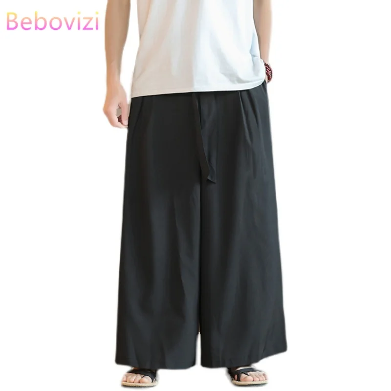 Plus Size M-5XL Men Japan Samurai and Thai Wide Leg Pants
