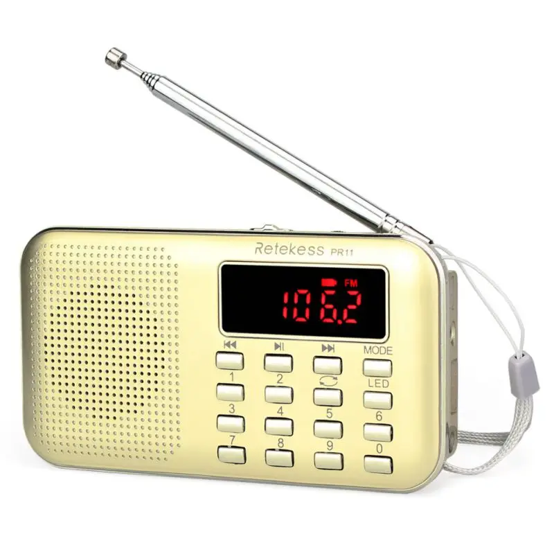 

Portable AUX Input AM/ FM Radio TF Card/ USB Flash Drive Rechargeable MP3 Music Player
