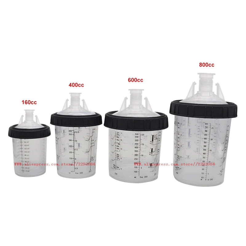 New Paint Spray Gun Cup 160/400/600/800ml Paint Mixing Cup 10pcs Disposable Paint Cup Spray Gun Pot with Inner Cup with Lids 2