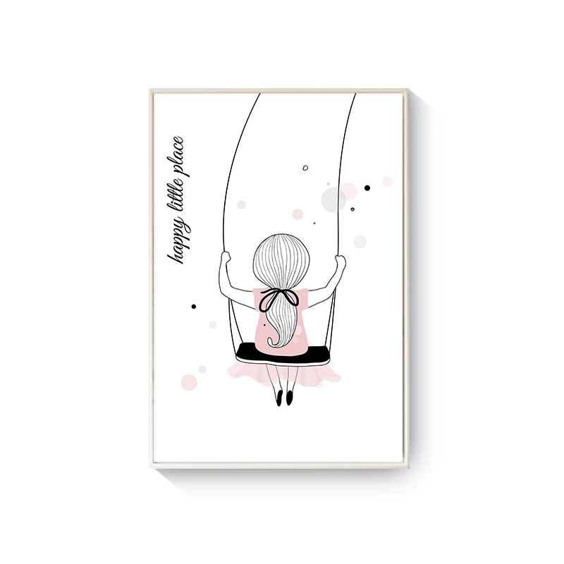 Nursery-Cartoon-Posters-Litter-Pink-Girl-Swing-Balloon-Canvas-Painting-For-Kid-s-Room-Wall-Decor (9)