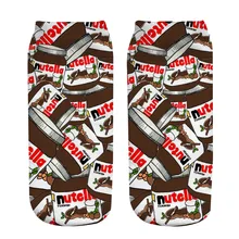 Повседневные хлопковые носки кофейного цвета с 3D принтом Nutella Cup женские носки с низким ножной платформой Chaussettes