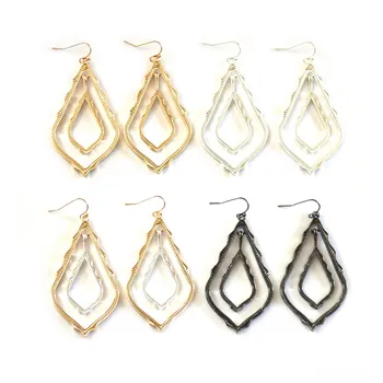 

New Fashion Double Water Drop Frame Alloy Metal Simple Double Sophee Drop Earrings for Women
