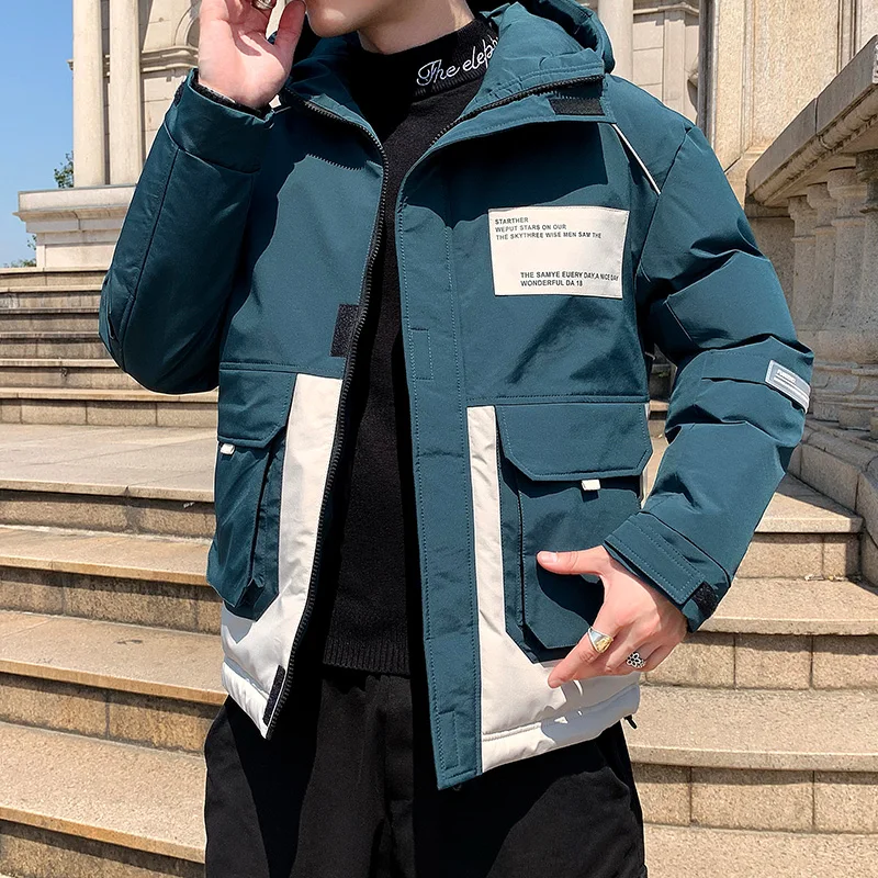 New Casual Men's Hooded Cotton-Padded Jacket Autumn Winter Parkas Outerwear Thick Warm Down Coats Large Size M-4XL Tops Clothing