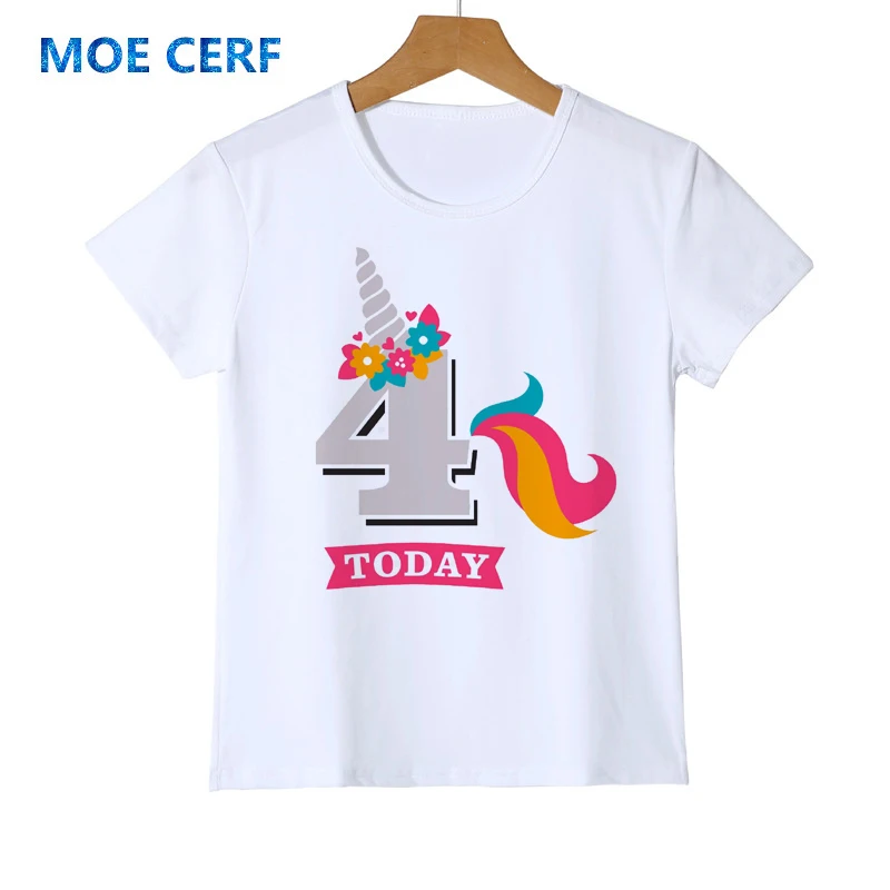 Детская футболка с 3D принтом «письмо с днем рождения» модная летняя одежда с единорогом для девочек, подарок на день рождения короткая футболка Y53-3