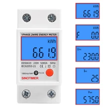 Einphasig Digital LCD Strom Kwh Wattmeter Power Verbrauch Energie Meter Outlet Analysator Elektrische Din Schiene 230V
