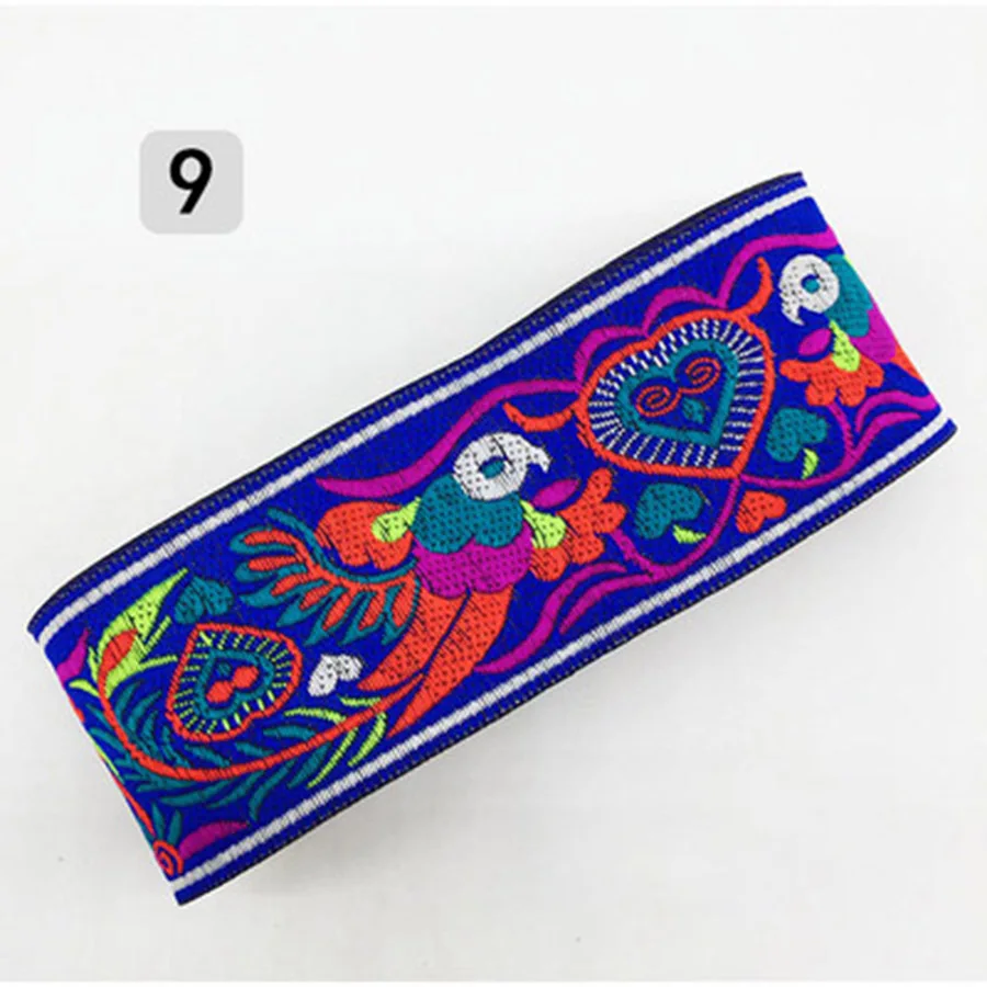 6,8 метров тесьма кружевная отделка 5 см Этническая вышивка лента китайский стиль штора с цветами кружева для DIY Одежда сумка аксессуары - Цвет: 9   6.8meters