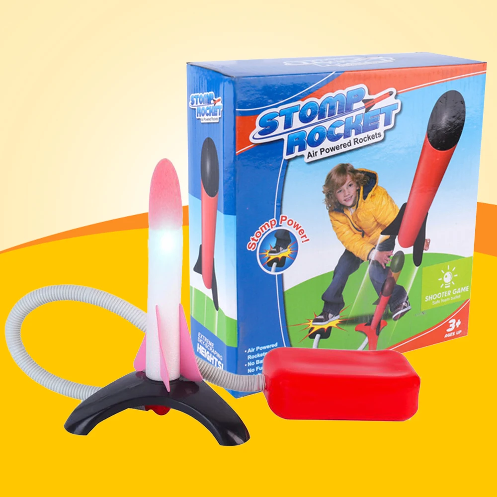 

Outdoor Air-pressed Rocket Launch Toy Launcher Step Pump Children's Foot Toy Rocket with LED Outdoor Light Parents Children Game
