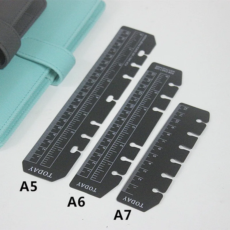 

A5/A6/A7 6 Holes Bookmark Ruler Plastic Loose-leaf Holes Ruler Notebook Index Separator Page Binder Planner Drafting Supplies