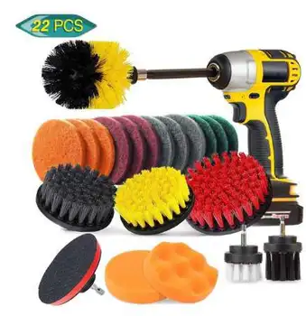 

22PCS Electric Drill Brush Set Bathroom Surfaces Tub Tile and Grout All Purpose Power Scrubber Cleaning Kit Removal Polishing