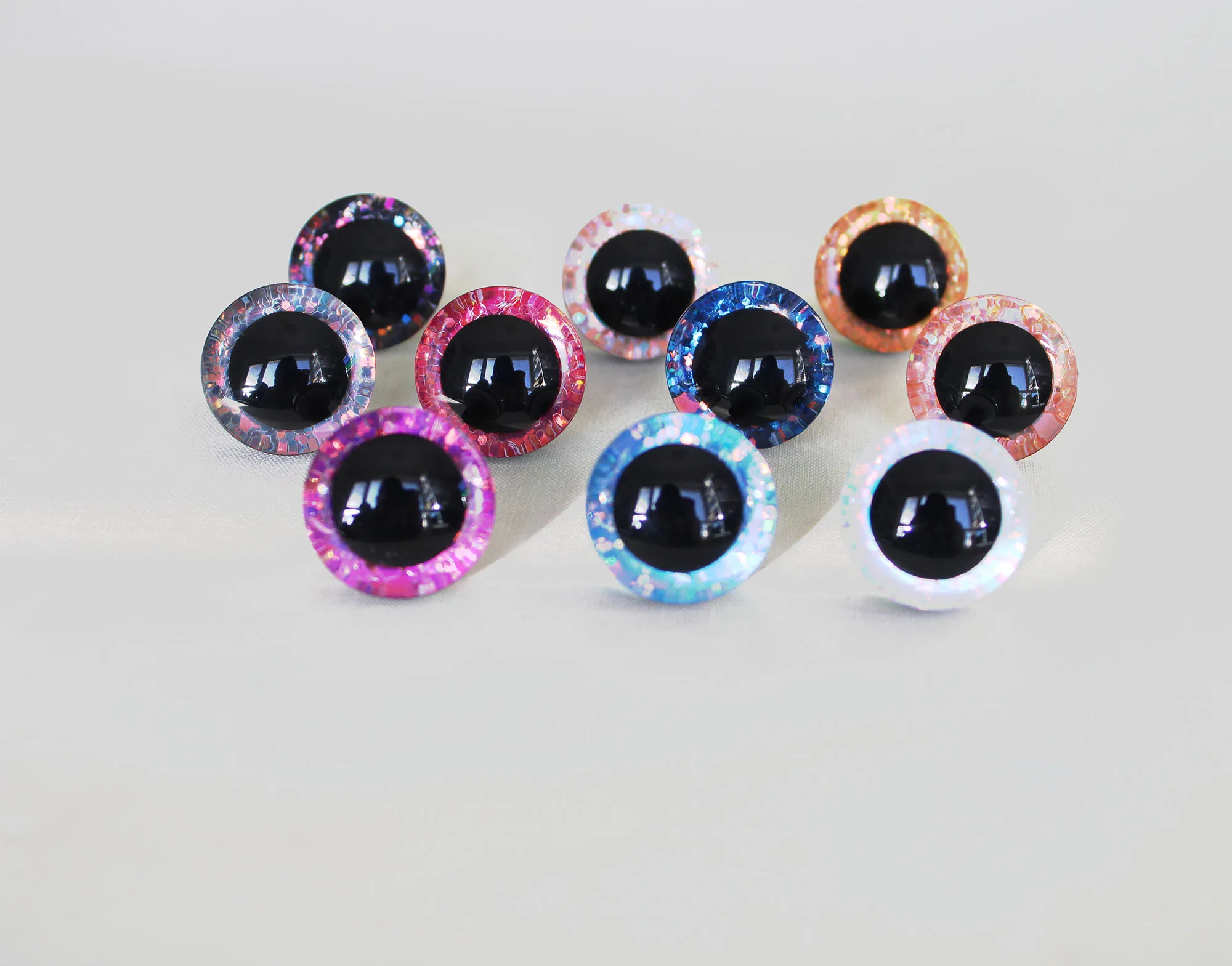 500pcs/lot 9mm to 35mm craft eyes  super fashion 3D glitter toy safety eyes  plush doll eyes  with washer--color option-T10