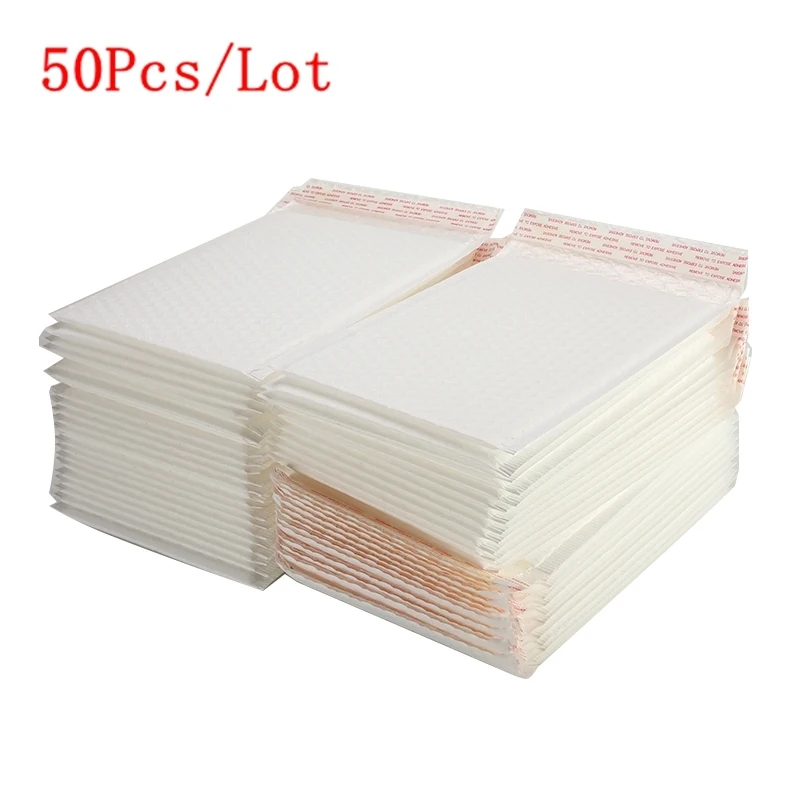 

50Pcs/Lot Matte White Bubble Film Envelope Bag Different Specifications Foam Express Delivery Packaging Mailing Bag