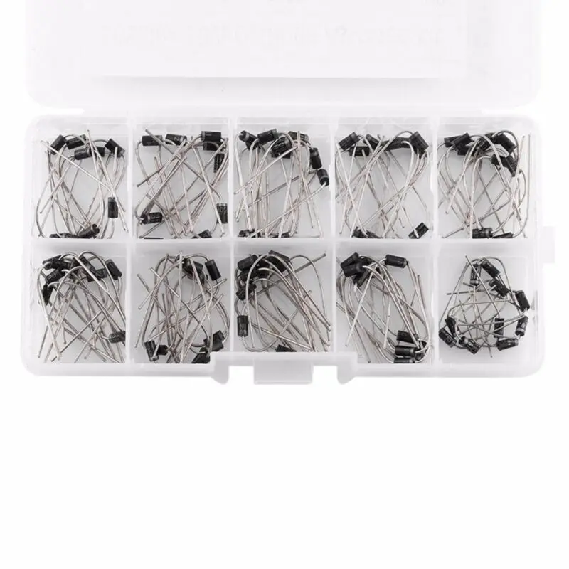 

Brand New 100 PCS / Set Diode Rectifier Diode Electronic Components Assortment Kit 1N4001-1N5819 10 Values Diode
