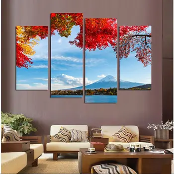 

4 Piece Home Decor Japan'S Mount Fuji Landscape Canvas Print Oil Painting Wall Art Picture For Room Cuadros Decoracion No Frame