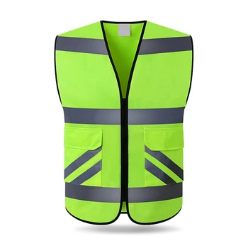 

Outdoor Reflective Vest Visibility Multi Pocket Safety Gear Protector Tank Top Construction Night Running Cycling Sportswear