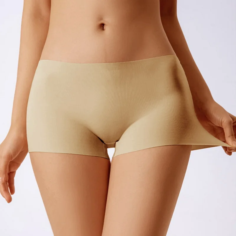 Women Safety Shorts Seamless Pants Silk High Waist Panties Seamless Anti Emptied Boyshorts Pants Girls Underwear Slimming 2021