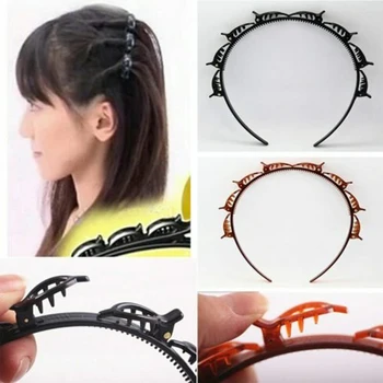 

Meild Double Layer Bands Clip Hairbands Fashion Plastic Braided Headband Punk New Knitting Womens Headwear Hair Accessories