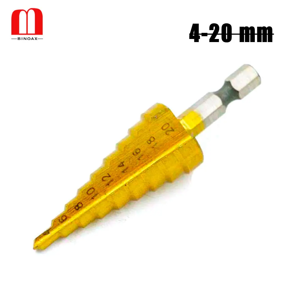 BINOAX 4-20mm Large HSS Steel Step Cone Drill Countersink Titanium Bit Set Hole | Инструменты