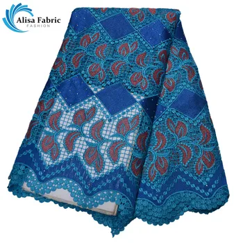 

African Mesh Lace Fabric Water Soluble 2019 High Quality Nigerian Guipure Lace Fabrics 5 Yards/pcs With Stones For Make garment