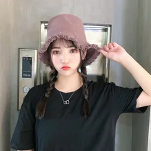 Нейтральная универсальная шапка-ведро для путешествий с козырьком в Корейском стиле, стиль, вязаная шапка-ведро с кисточками, Женская художественная прямая шапка