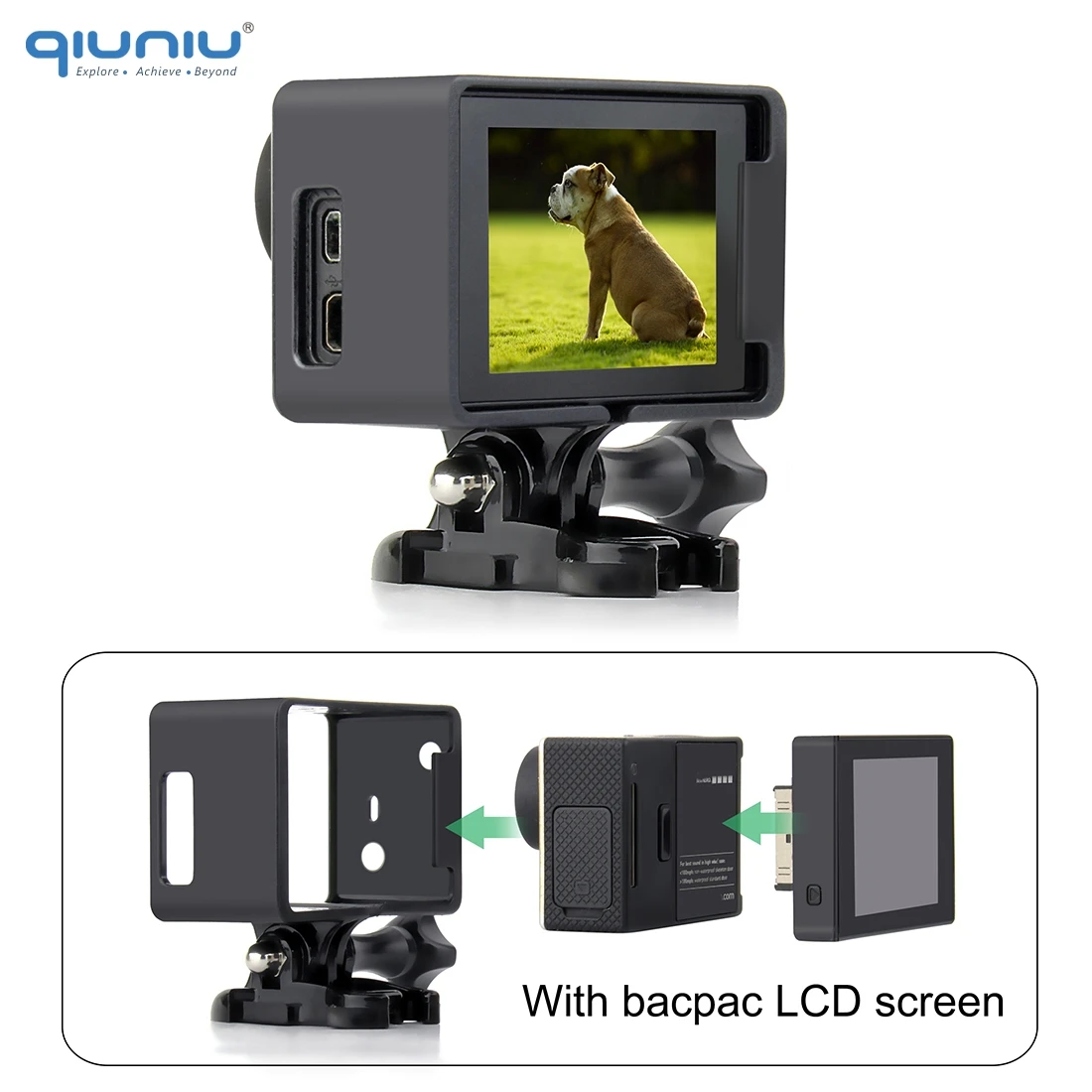 InnoMagi Telaio Protettivo Laterale Per GoPro HERO4, HERO3+, HERO3 + Lente UV + Adattatore Treppiede - Custodia Aperta Per Audio Perfetto