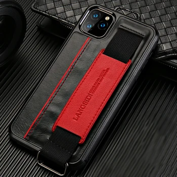 

Genuine Cowhide Leather Wrist Strap Stand Outdoor Sports phone case For iPhone 11 11 Pro Max X XS Max XR 7 8 6 6s 7 Plus 8 plus
