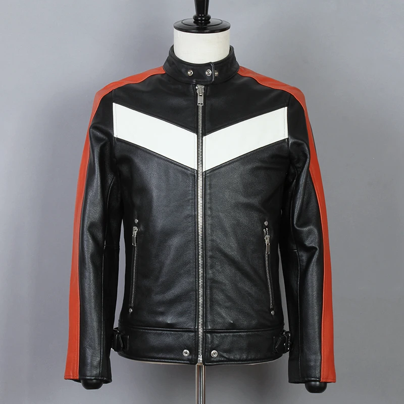 2020 Мужская облегающая короткая мотоциклетная Красная белая мужская куртка из