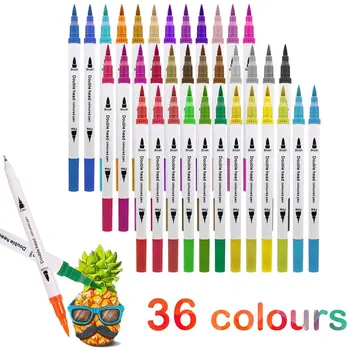 

36 Colors Dual Tip Pens Art Markers, Water-Based Drawing Brush Colouring Pens for Kids Adult Drawing Sketching Coloring