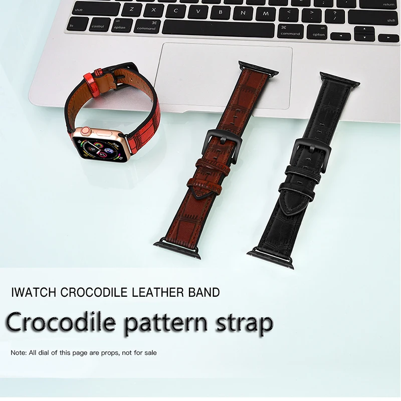 

For apple iwatch1/2/3/4/5/6 generations For apple watch strap cowhide alligator slub pattern leather strap/ apple watch band