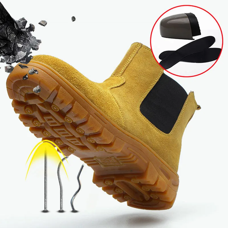Электрическая сварочная рабочая обувь Для мужчин; Рабочая обувь анти-прокол безопасная обувь покрыта водоотталкивающим антискользящим материалом обжигающий станок для сварщика обувь