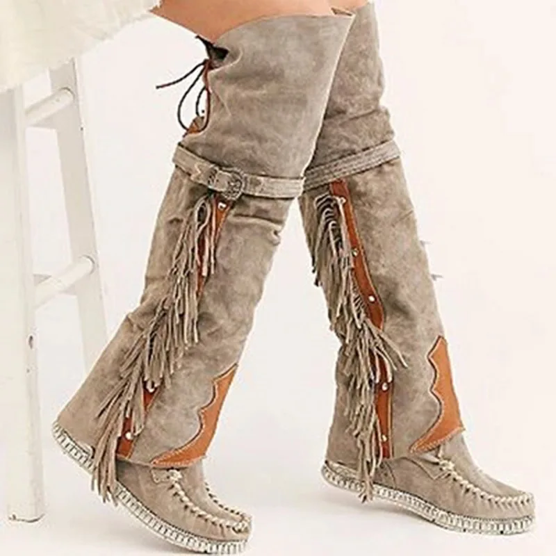 Womens Boots Retro Rivet Mid-Calf Boots Handmade Leather Long Booties Women High Cowboy Boots Fashion Casual Shoes