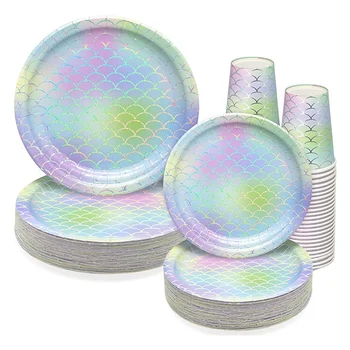 

150 Pieces Party Supplies Paper Tableware Set-Baby Shower Birthday Hawaiian Ocean Cocktail Party Disposable Tableware