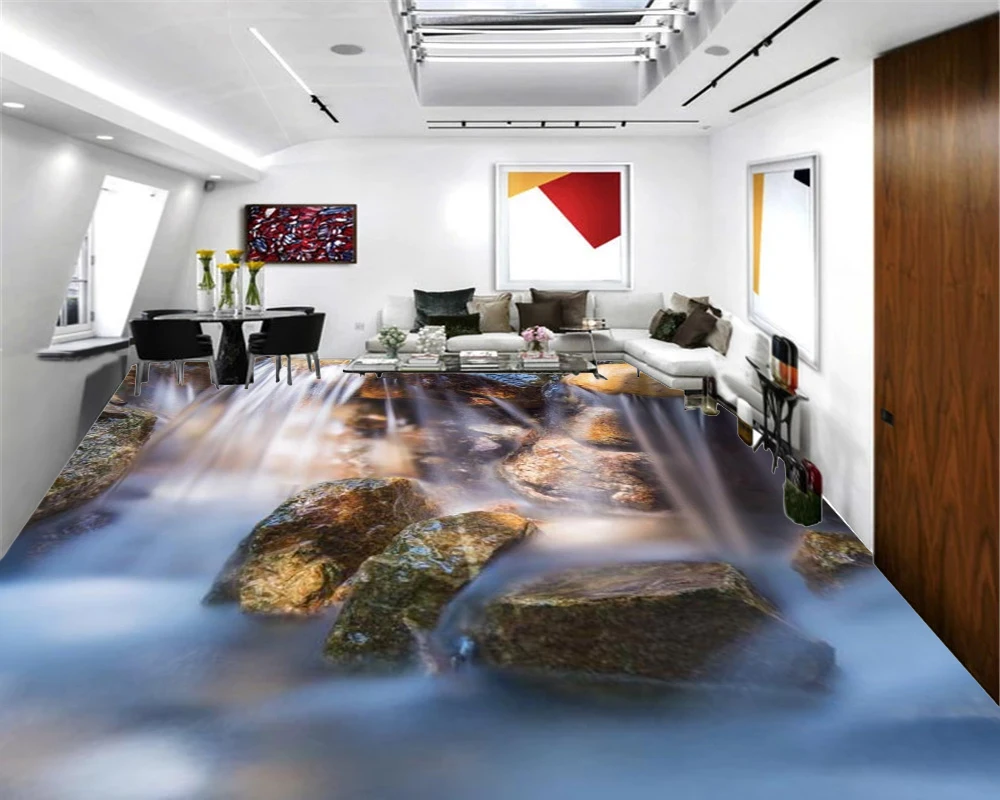 

3d Home Floor Mural Wallpaper Clear Waterfall Landscape Custom PVC Self Adhesive 3d Floor Wallpaper