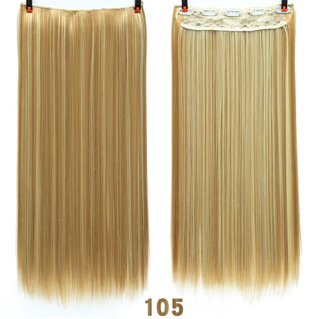 Buqi 2" Длинные прямые женские волосы на заколках для наращивания, черные, коричневые, высокая температура, синтетические волосы - Цвет: 105