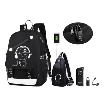 

Anime Cartoon Luminous Anti-theft kids School Backpack with USB Charging Port Fashion College School Bags Boys Bookbag mochila