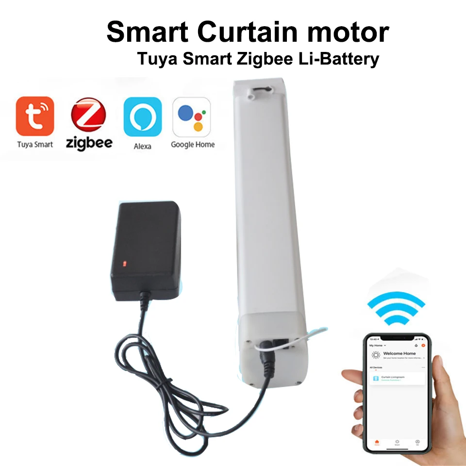 Мотор для занавесок Tuya App Smart Zigbee Li умный дом таймер ВКЛ/ВЫКЛ RF433/APP/голосовое