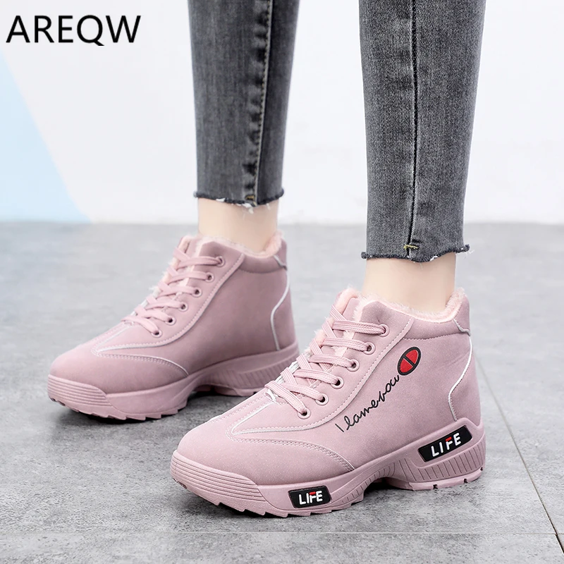 Shoes Woman Flat Ankle Snow Motorcycle Boots Female Suede Leather
Lace-Up Rubber Winter Boots Women Botas Mujer Snow Boots