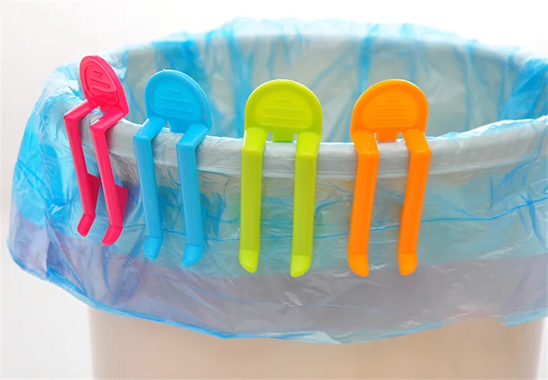 Garbage Bag Clip Candy Color Plastic anti-drop Waste Bin Bag Clip Kitchen Household Tool Trash Clip holder-1PC